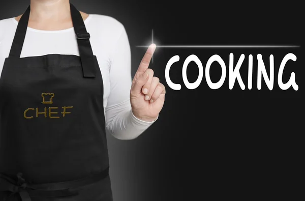 Cooking touchscreen is operated by chef — Stock Photo, Image