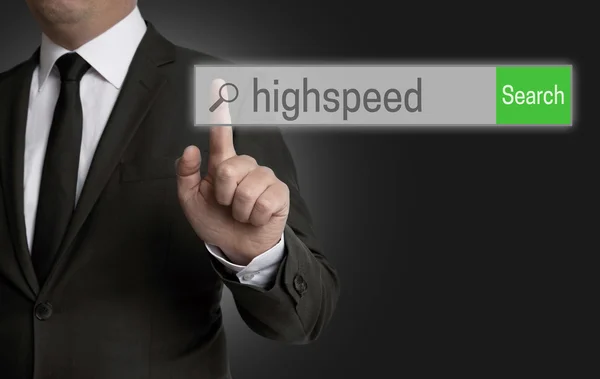 Highspeed internet browser is operated by businessman — Stock Photo, Image