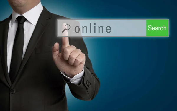 Online internet browser is operated by businessman — Stock Photo, Image