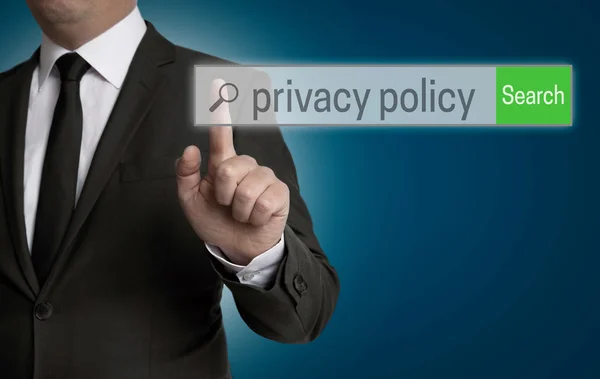 Privacy Policy browser internet è gestito da uomo d'affari — Foto Stock