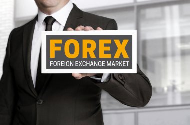 Forex işareti işadamı arka tarafından düzenlenmektedir
