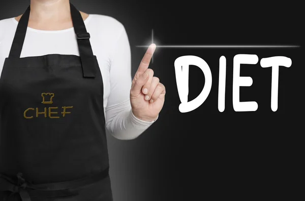 Diet touchscreen is operated by cook — Stock Photo, Image
