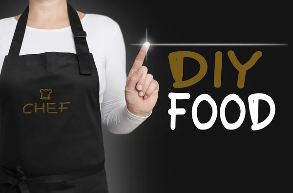 Diy food touchscreen is operated by cook — Stock Photo, Image