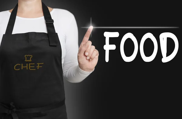 Food touchscreen is operated by cook — Stock Photo, Image