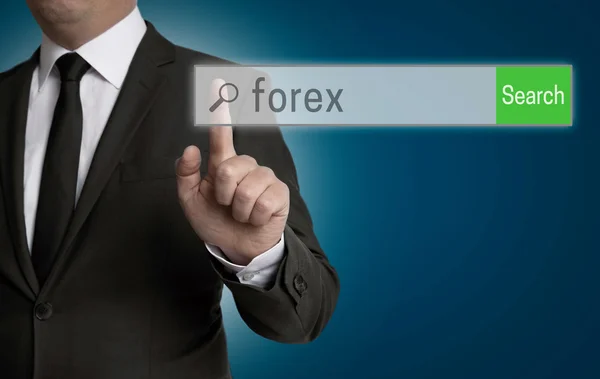 Forex internet browser is operated by businessman — Stock Photo, Image