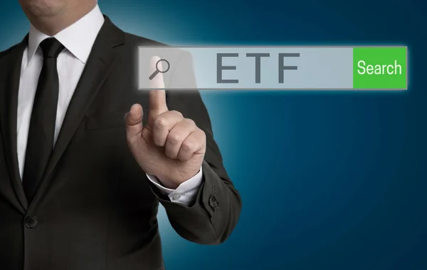 ETF navegador de internet é operado pelo homem de negócios — Fotografia de Stock