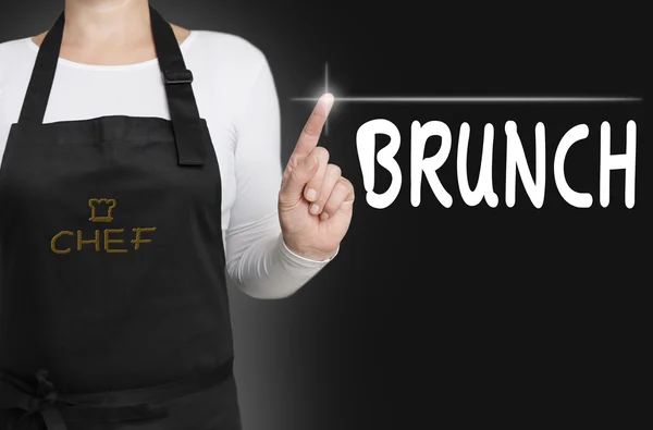 Brunch food touchscreen is operated by cook — Stock Photo, Image