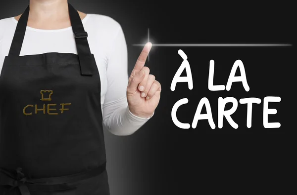 A la carte food touchscreen is operated by cook — Stock Photo, Image