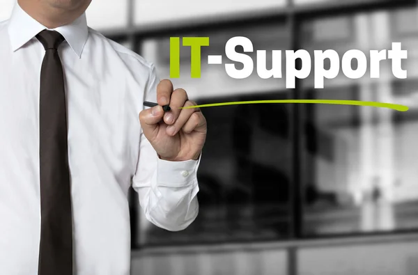 IT Support is written by businessman background — Stock Photo, Image