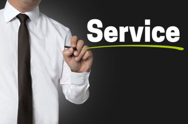 Service is written by businessman background clipart