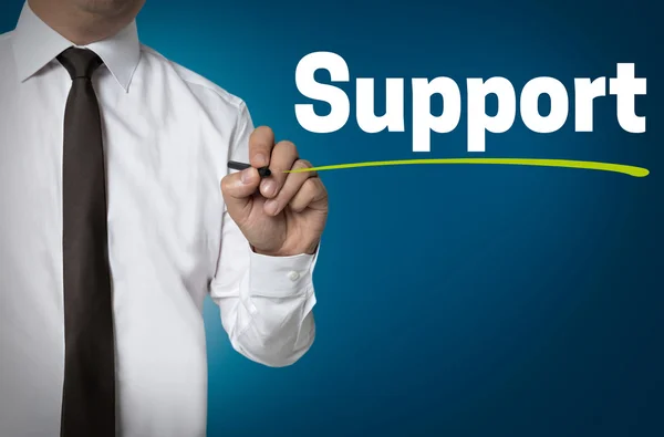 Support is written by businessman background concept — Stock Photo, Image