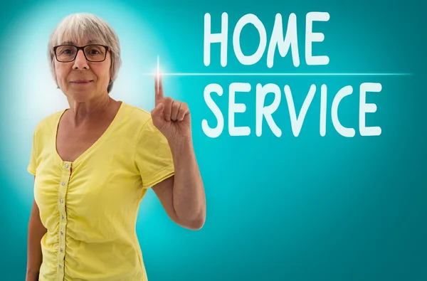 Home service touchscreen mostrato dal concetto senior — Foto Stock