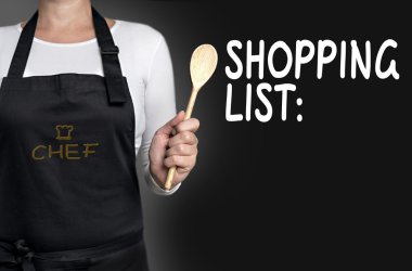 tahta kaşık arka plan kavramı holding alışveriş listesi aşçı