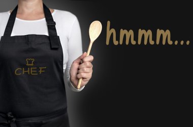 Hmm tahta kaşık arka plan kavramı holding yemek