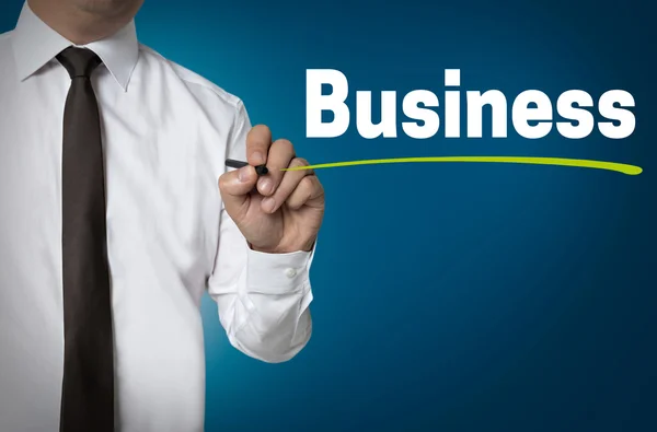 Business is written by businessman background concept — Stock Photo, Image