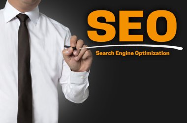 SEO iş adamı arka plan kavramı tarafından yazılmış