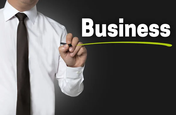 Business is written by businessman background concept — Stock Photo, Image