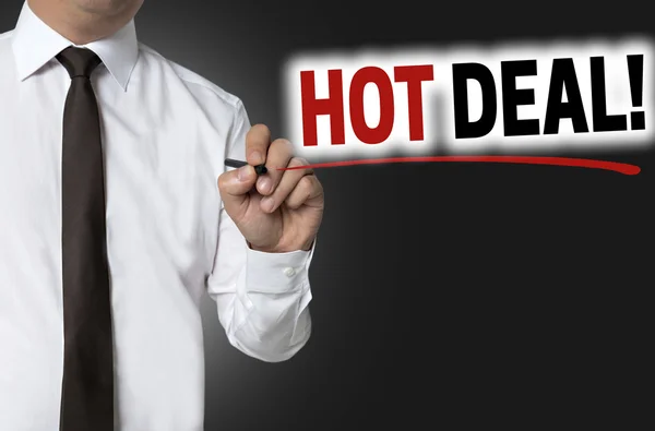 Hot deal is written by businessman background concept — Stock Photo, Image
