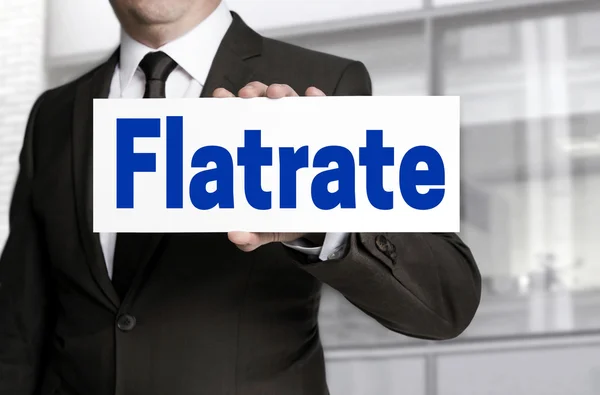 Flatrate signe est tenu par le concept de l'homme d'affaires — Photo