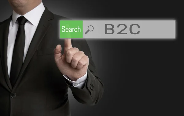 B2C Browser drivs av affärsmannen koncept — Stockfoto