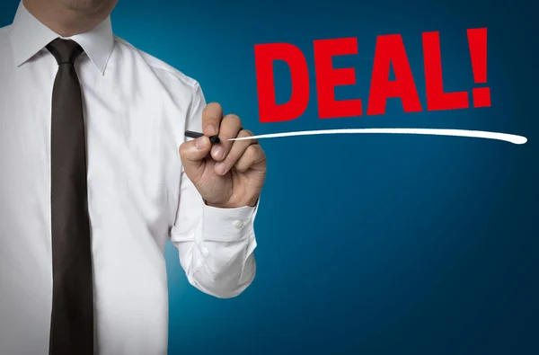 Deal is written by businessman background concept — Stock Photo, Image