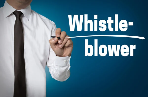 Whistleblower está escrito por el concepto de fondo hombre de negocios —  Fotos de Stock