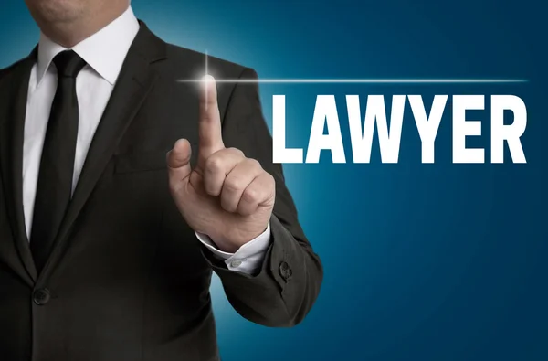 Δικηγόρος οθόνη αφής λειτουργεί από την έννοια του επιχειρηματία — Φωτογραφία Αρχείου