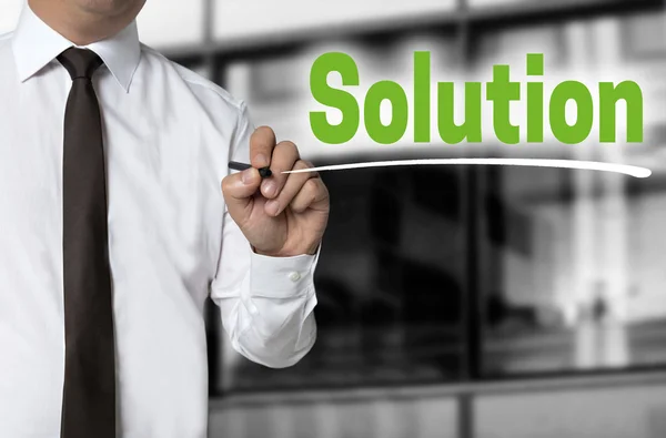 Solution is written by businessman background concept Stock Image