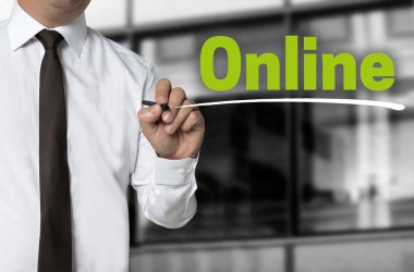 Online iş adamı arka plan kavramı tarafından yazılmış