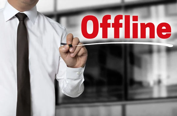 Offline is written by businessman background concept — Stock Photo, Image