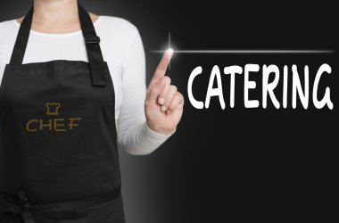 catering touchscreen is operated by chef concept clipart
