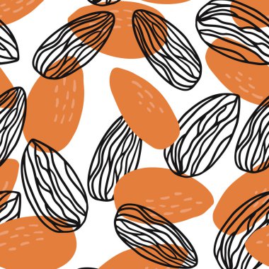Badem fıstıklı vektör kusursuz desen. Modern modaya uygun kumaş, tekstil ve duvar kağıdı için.