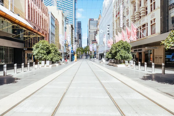 Ruhige Bourke Street in Melbourne während der Coronavirus-Pandemie — Stockfoto