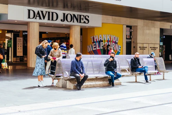 Bourke St Mall znovuotevření během coronavirus Pandemic — Stock fotografie