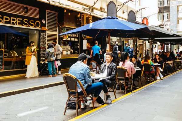 Degraves St Opětovné otevření během coronavirus Pandemic — Stock fotografie