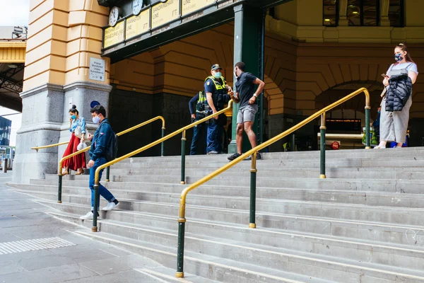 Flinders St Station Pendant la pandémie de coronavirus — Photo
