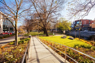 Avon Nehri Yeni Zelanda 'da Christchurch Manzarası