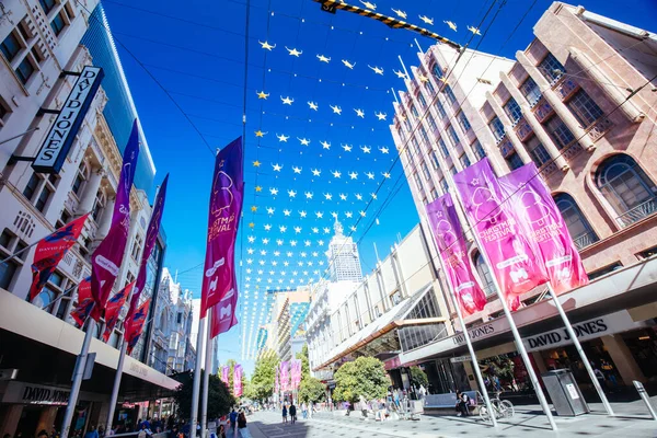 Bourke St Mall na Vánoce v Austrálii — Stock fotografie