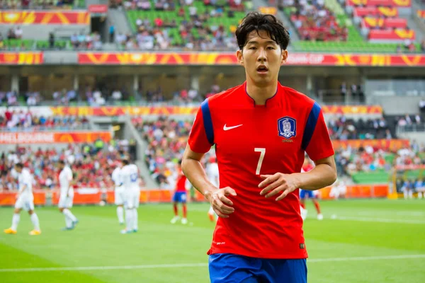 Republikken Sør-Korea mot Usbekistan i Asiamesterskapet 2015 – stockfoto