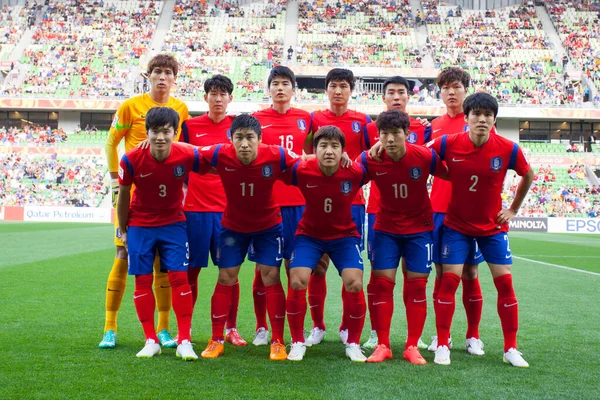 Республика Корея - Узбекистан на Кубке Азии 2015 — стоковое фото