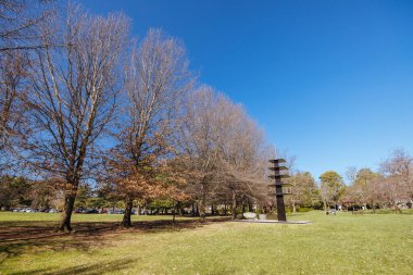 CANBERRA, AUSTRALIA - SEPTEMBER 14, 2025: Canberra Nara Peace Park and Lennox Gardens on a warm spring afternoon in Australian Capital Territory, Australia.