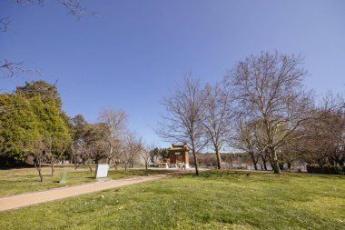 CANBERRA, AUSTRALIA - SEPTEMBER 14, 2025: Beijing Garden in Canberra Nara Peace Park on a warm spring afternoon in Australian Capital Territory, Australia.