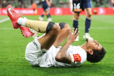 MELBOURNE, AUSTRALIA - 18 Ekim 2025: Auckland FC 'den Marlee Francois, Melbourne Victory ile Auckland FC arasında oynanan maçta sakatlandı..