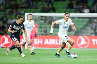 MELBOURNE, AUSTRALIA - 18 Ekim 2025: Auckland FC 'den Louis Verstraete, Melbourne Victory ile Auckland FC arasında oynanan A-League Mens maçında, 18 Ekim 2025 tarihinde Melbourne, Avustralya' da oynanan.
