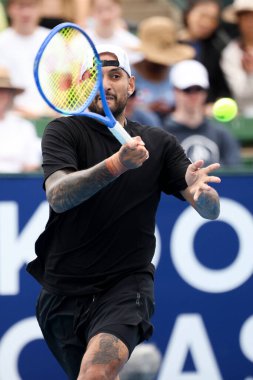MELBOURNE, AUSTRALIA - 13 Ocak 2026: Avustralyalı Nick Kyrgios, 13 Ocak 2026 tarihinde Melbourne, Avustralya 'da Çinli Zhang Zhizhen' i oynuyor..