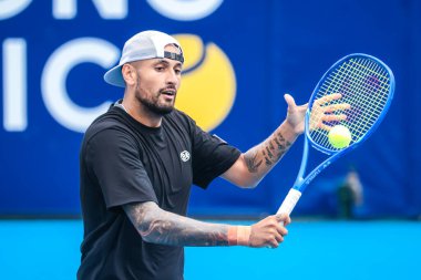MELBOURNE, AUSTRALIA - 13 Ocak 2026: Avustralyalı Nick Kyrgios, 13 Ocak 2026 tarihinde Melbourne, Avustralya 'da Çinli Zhang Zhizhen' i oynuyor..