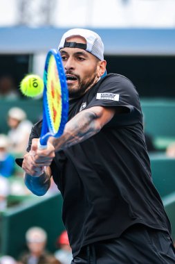 MELBOURNE, AUSTRALIA - 13 Ocak 2026: Avustralyalı Nick Kyrgios, 13 Ocak 2026 tarihinde Melbourne, Avustralya 'da Çinli Zhang Zhizhen' i oynuyor..