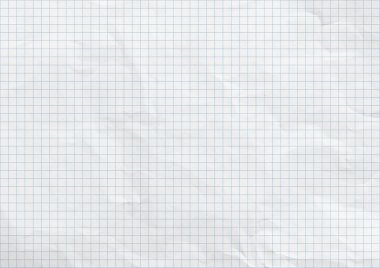 Beyaz buruşuk kağıt. Mavi grafik çizgileri.