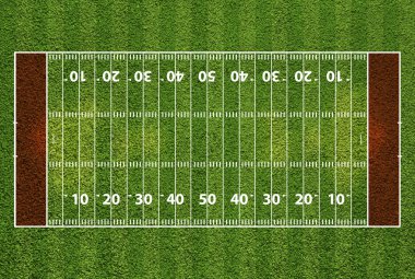 Amerikan futbol sahası hash işaretleri ve yard. te çimen