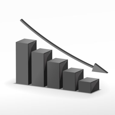 3D iş düşüş grafiği. vektör iş kavramı